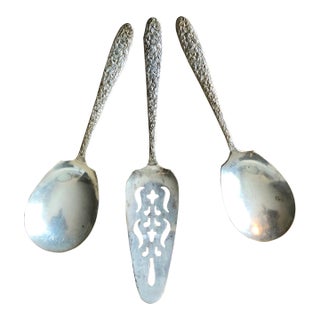 Early 20th Century Stieff Rose Silver Plate in the Repousse Pattern - 3pcs For Sale