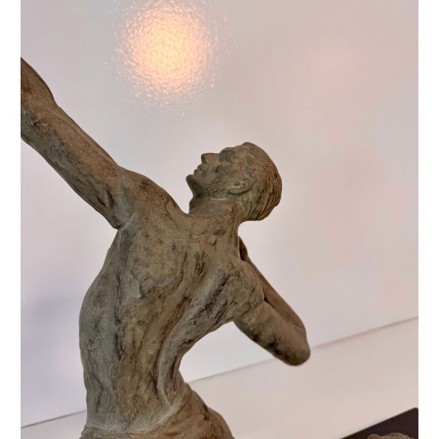After Jean De Roncourt, French Art Deco The Archer Sculpture, 1930s, 1920s, Metal & Bakelite on Marble Base For Sale - Image 10 of 12