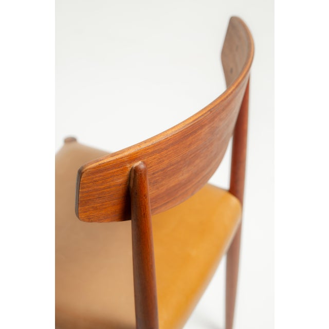 1960s 1960s A Pair of Danish Teak Dining Chairs in Distress Leather For Sale - Image 5 of 7