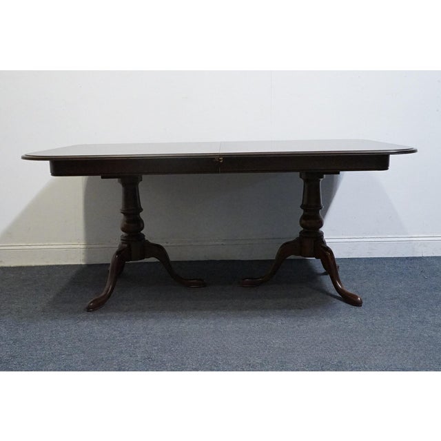 Ethan Allen Ethan Allen Georgian Court Solid Cherry Traditional Style 84" Double Pedestal Dining Table 11-6093 For Sale - Image 4 of 11
