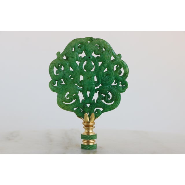 2020s Chinese Scholar Lamp Finials on Brass Hardware - A Matching Pair For Sale - Image 5 of 6