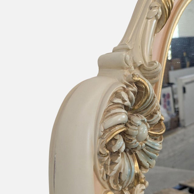 Rococo Elegant Vintage Provincial Rococo Style Vanity With Mirror and Hand-Painted Floral Details For Sale - Image 3 of 7