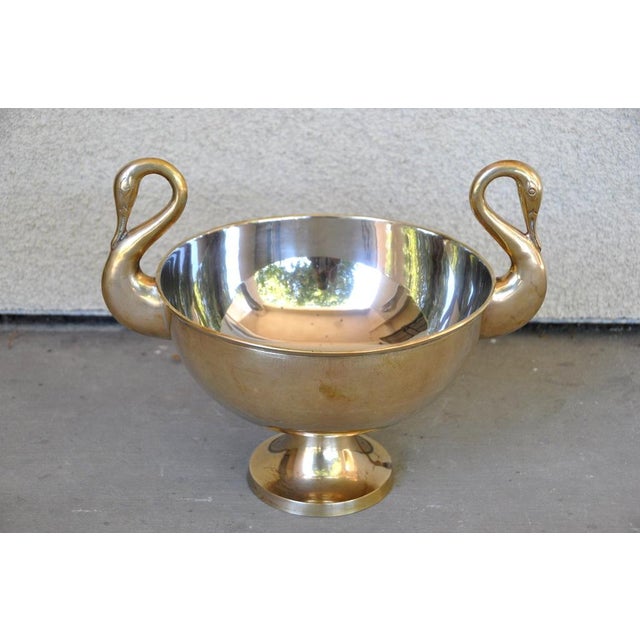 Brass Centerpiece Pedestal Bowl With Swan Handles Chairish