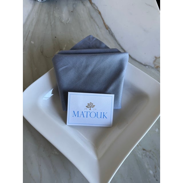 2020s Matouk Silver / Grey Cotton Dinner Napkins - Set of 12 For Sale - Image 5 of 5