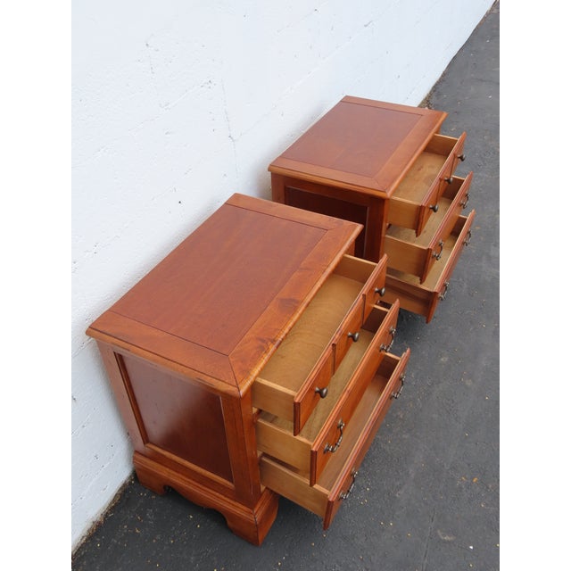 Late 20th Century Solid Wood Nightstands End Side Bedside Tables a Pair 6588 For Sale - Image 5 of 18