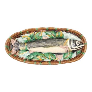 Minton Majolica Fish in Tray, England Circa 1870 For Sale