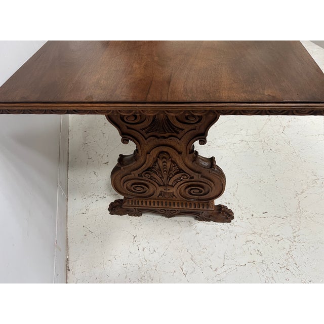 20th Century Renaissance Carved Walnut Dining Table For Sale - Image 16 of 18