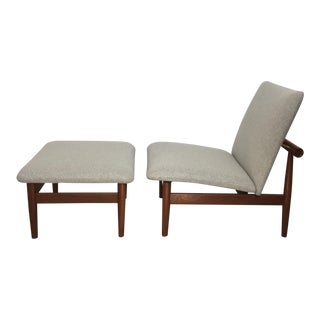 1950s Vintage Finn Juhl Japan Series Lounge Chair and Ottoman For Sale