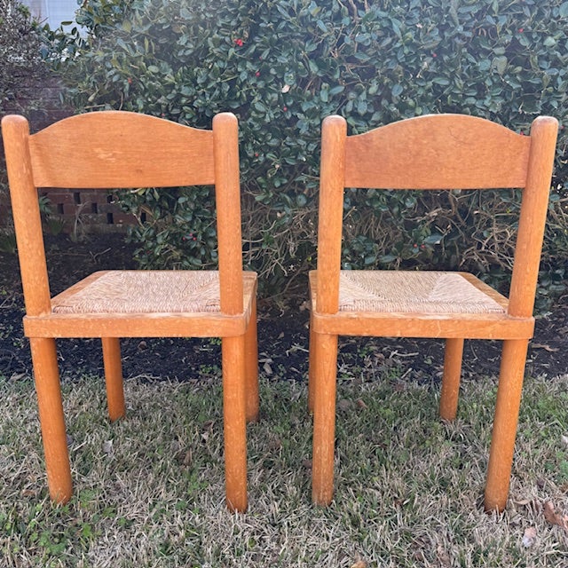 Set of 2 Early 20th Century Solid Wood Rush Seat Dining Chairs For Sale - Image 4 of 14