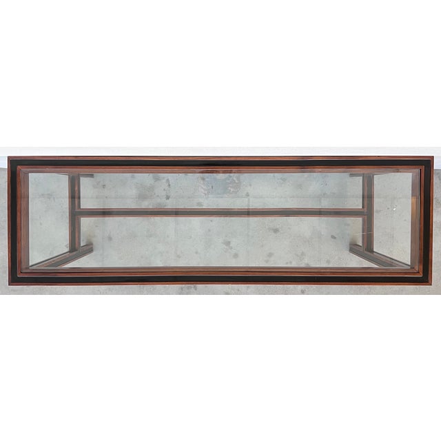 Brown Mid Century Italian Willy Rizzo Style Rectangular Console Table With Glass Top For Sale - Image 8 of 12