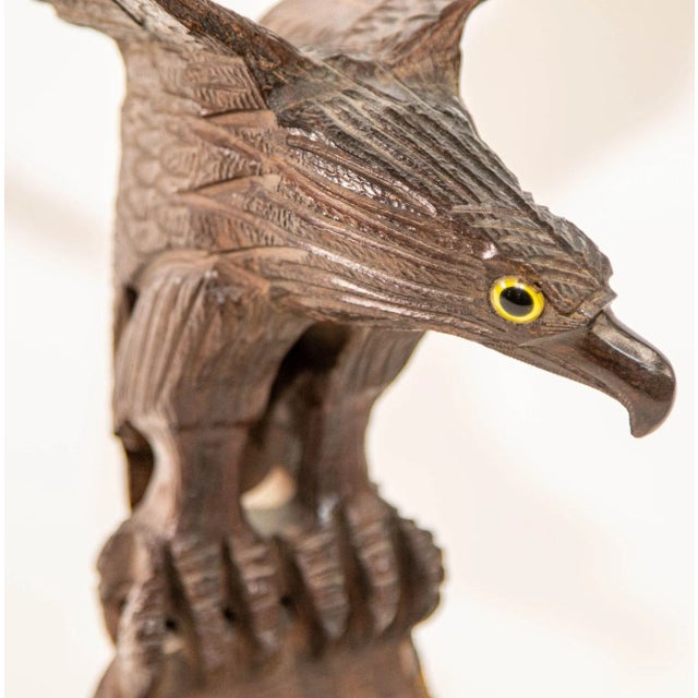 Folk Art 1960s Large Hand-Carved Iron Wood American Bald Eagle Art Sculpture For Sale - Image 3 of 12