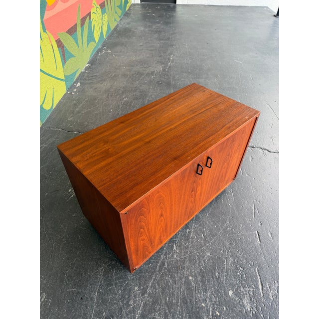 Mid Century Founders CDP Attributed Petite Walnut Cabinet For Sale In Tampa - Image 6 of 12