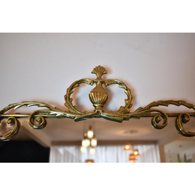 1950's Italian Brass Marble Console with Mirror - Set of 2 For Sale - Image 10 of 12