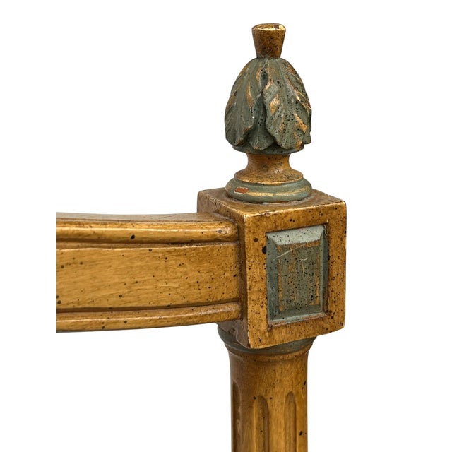 Blue Mid 20th Century French Louis XVI Floral Carved Side Chairs - A Pair For Sale - Image 8 of 8