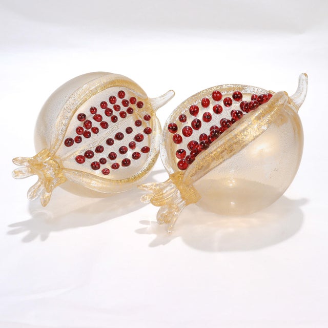 Pair of Venetian Glass Pomegranate Sculptures by Romeo Gigli for Pauly & Co. For Sale - Image 4 of 16