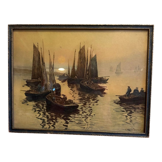 "Glory of the Morning 1926 by T. Le Gout-Gerard Color Etching Artwork For Sale