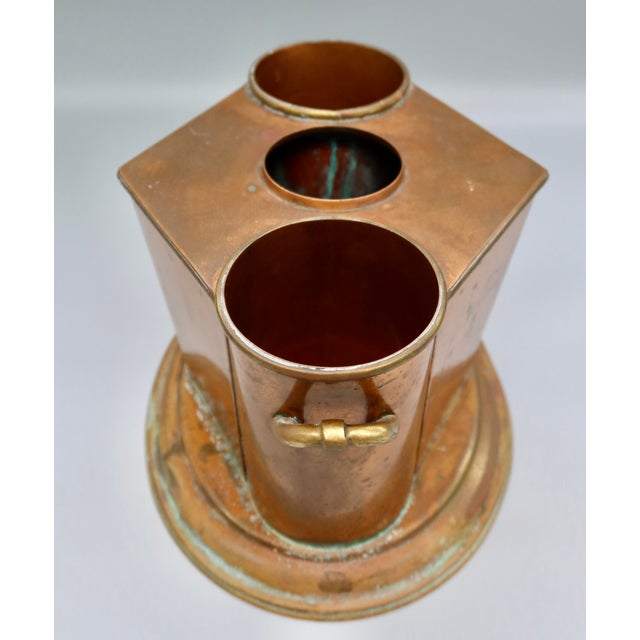 Vintage Art Deco Copper & Brass Double Wine Cooler With Center Ice Well For Sale - Image 4 of 9