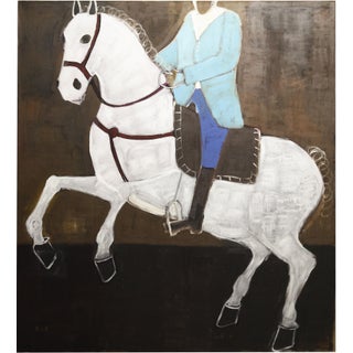 Contemporary Large Horse Oil Painting. Equestrian Oil Painting 200 X 180 Cm For Sale