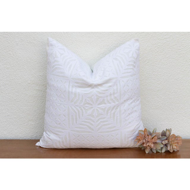White Imone Euro Applique Pillow Cover For Sale - Image 8 of 8