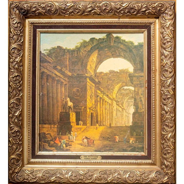 Vintage Old World Architectural Ruins Prints After Hubert Robert in Ornate Gilt Frames, Pair For Sale - Image 4 of 18