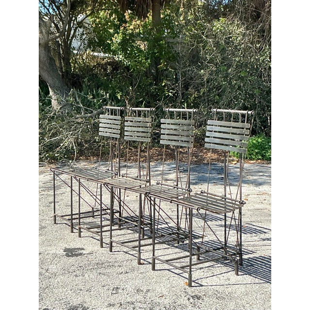 Late 20th Century Vintage Boho Rebar Dining Chairs After Ilana Goor- Set of 4 For Sale - Image 5 of 11