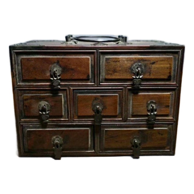 Vintage Rosewood Apothecary Cabinet With 7 Drawers For Sale