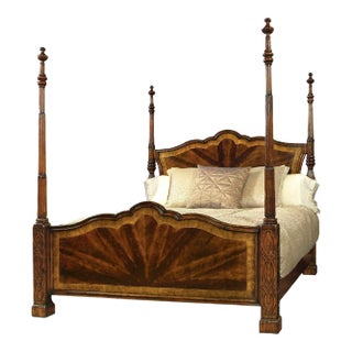 Chippendale Mahogany Four Post Bed - US King For Sale
