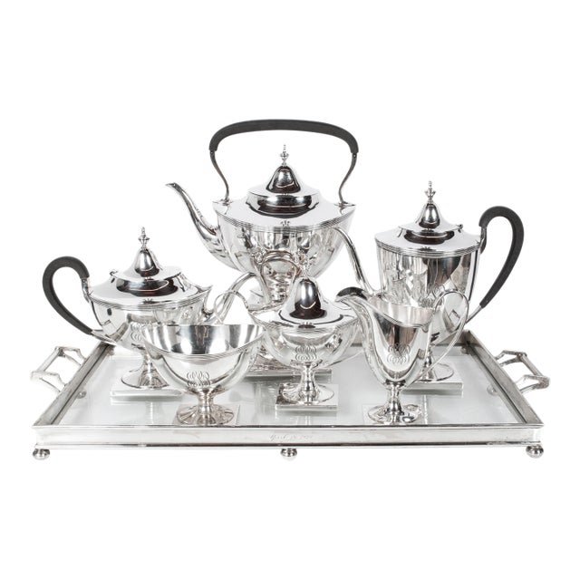 Antique American Art Deco Sterling Silver Tea Coffee Service Richard Dimes 1925 For Sale