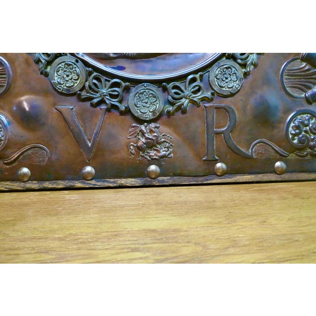 Large Victorian Queens Head Copper Wall Plaque, 1890 For Sale - Image 4 of 10