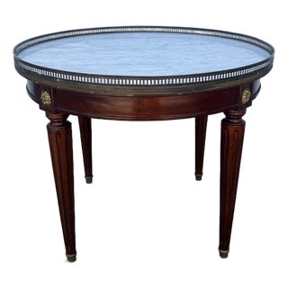 French 19th Century Louis XVI Mahogany Oval Bouillotte Marble Top Side Table For Sale