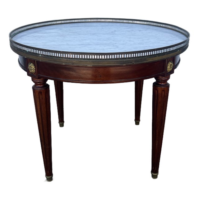 French 19th Century Louis XVI Mahogany Oval Bouillotte Marble Top Side Table For Sale