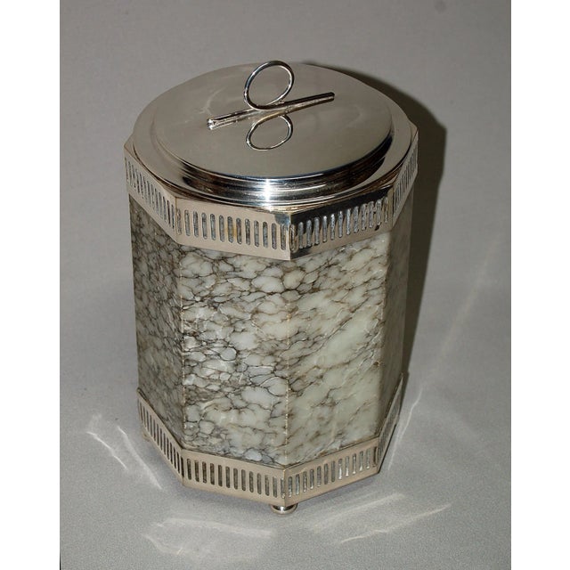Art Deco Alabaster and Silver Metal Ice Bucket, 1930s For Sale - Image 6 of 8