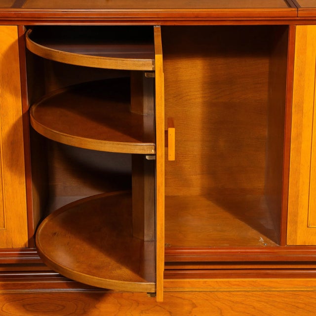 Brown Mid-Century Modernist Bar Cabinet in Book-Matched Walnut With Inset Glass Pulls For Sale - Image 8 of 12
