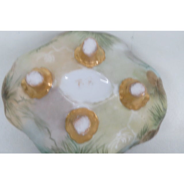 Gold Hand Painted Porcelain Scalloped Footed Bowl For Sale - Image 8 of 12