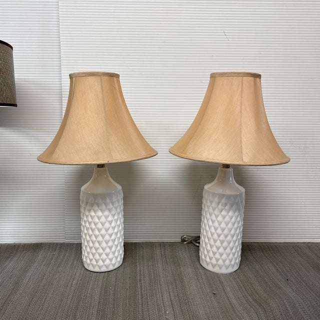 2010s Catalina Lighting Quilted Table Lamps, Pair For Sale - Image 5 of 12