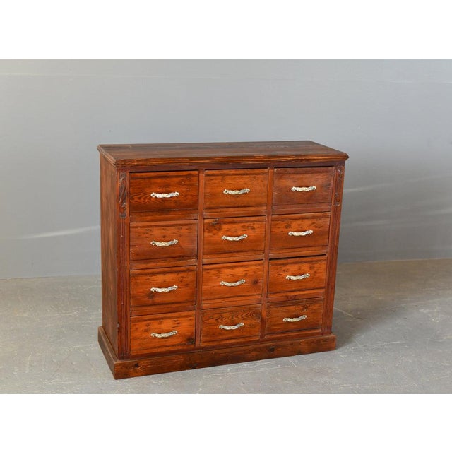 Art Nouveau Ironmongers Drawers Circa 1910 - Solid Pine and Larch base - 12 drawers - Solid Larch top - Decorative...