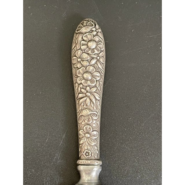 Traditional Antique Rose Repoussé Silver Cheese Server For Sale - Image 3 of 6