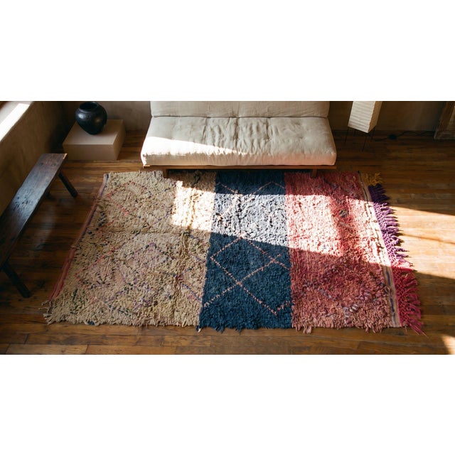 Textile Lovely Handmade Color Pastel Allover Pattern Vintage Moroccan Boucherouitte Rug For Sale - Image 7 of 9