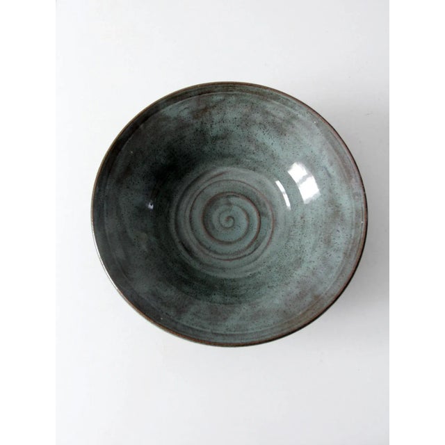 Teal Vintage Studio Pottery Bowl For Sale - Image 8 of 12