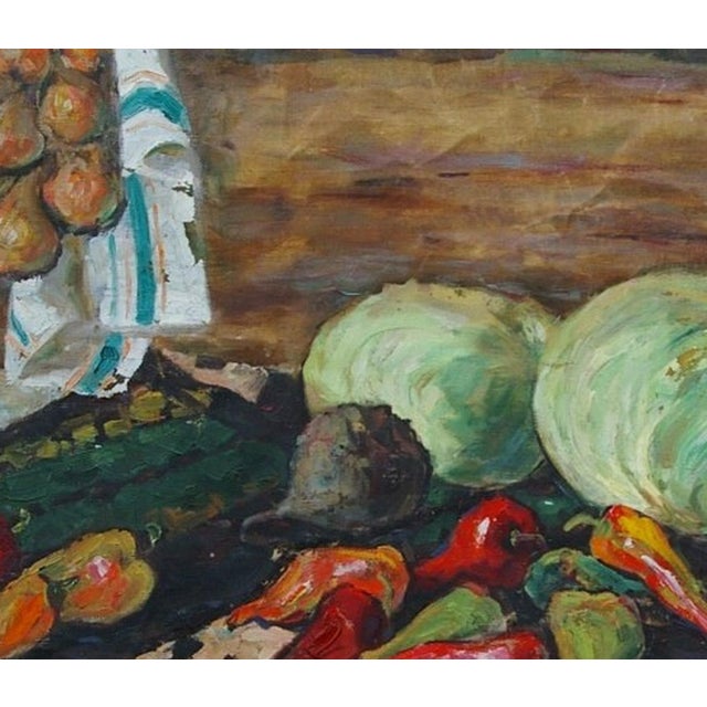 Still Life With Food Antique Oil Painting Original Soviet Art Ukrainian Artist 1971 89-109 For Sale - Image 4 of 6