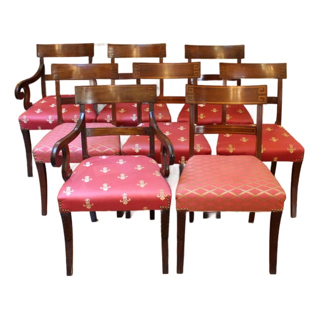C. 1830s Anglo-American Regency or Classical Period Set of Eight Dining Chairs For Sale