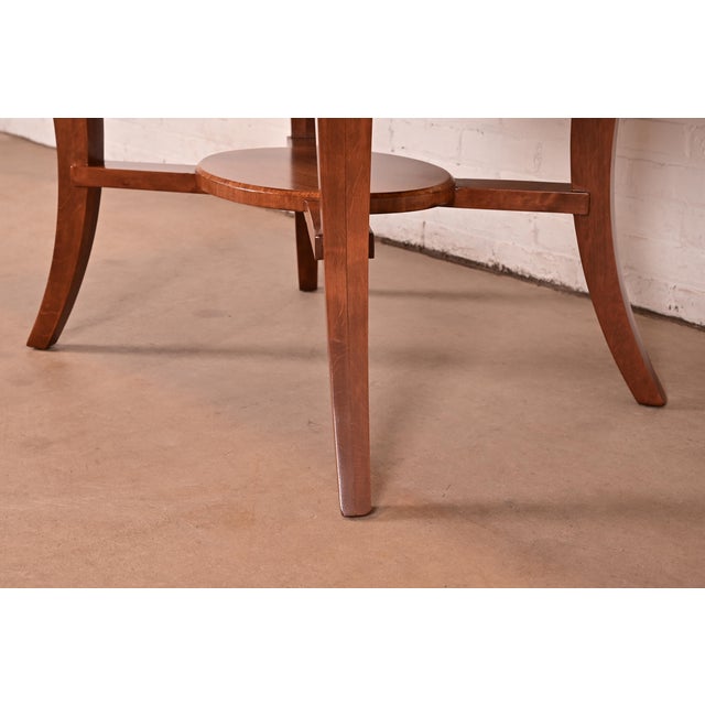 John Widdicomb Art Deco Walnut and Burl Wood Dining Table, Newly Refinished For Sale - Image 9 of 13