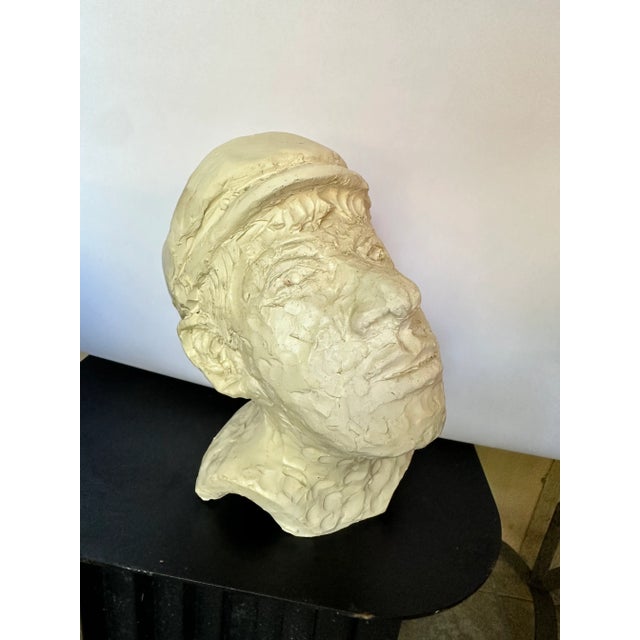 Abstract Handmade Bust of a Man in a Hat, Signed For Sale - Image 3 of 4