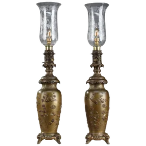 Chinese Style Kerosene Lamps with Birds, Set of 2