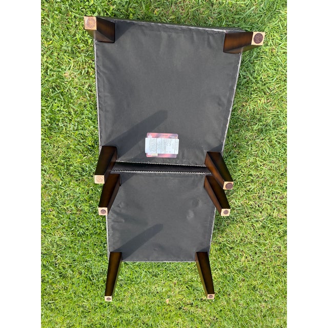 King Hickory Gray Leather Nailhead Ottomans, a Pair For Sale - Image 10 of 12