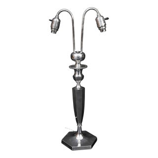 Antique Art Deco Silver-Plated Twin Arm Table Lamp attributed to Elkington, 1920s For Sale