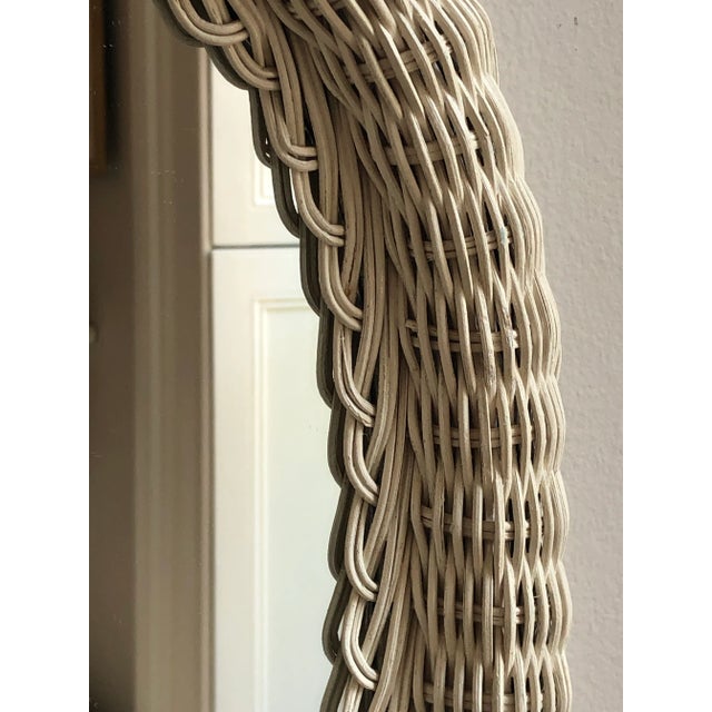 Ivory Vintage Wicker Wall Mirror in Crème For Sale - Image 8 of 13