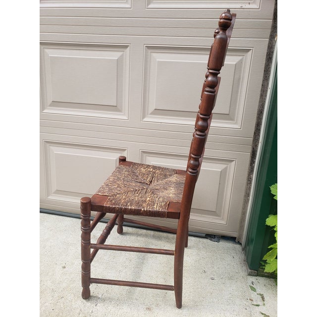 1960s Ladderback Dining Chair Rush Woven Seat For Sale - Image 4 of 11