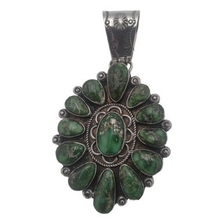 Sonoran Gold Turquoise Pendant Floral Cluster Design Authentic Native American Handmade For Sale