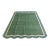 Handmade Cotton Vegetable Dyed Scalloped Edge Rug in Forest Green With Cream and Teal Blue Border - 6x9 For Sale